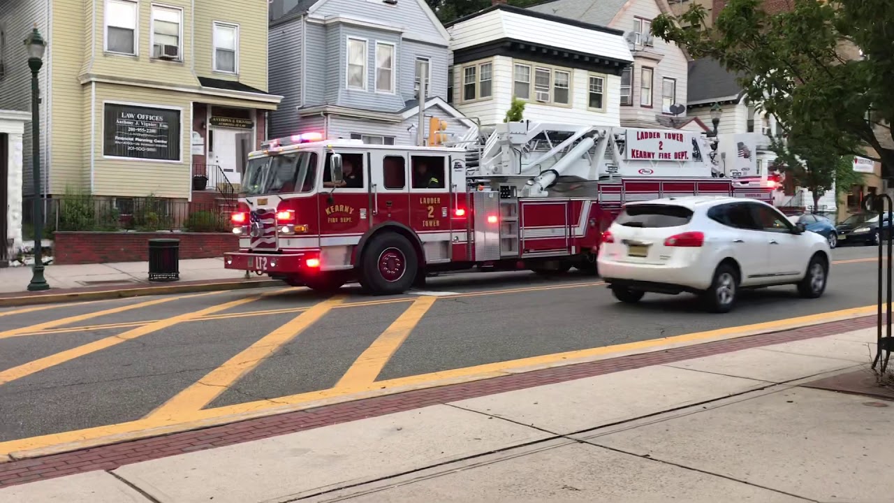 BRAND NEW KEARNY FIRE DEPARTMENT LADDER TOWER 2 ARRIVING AT QUARTERS FOR THE 1ST TIME ON KEARNY AVE.