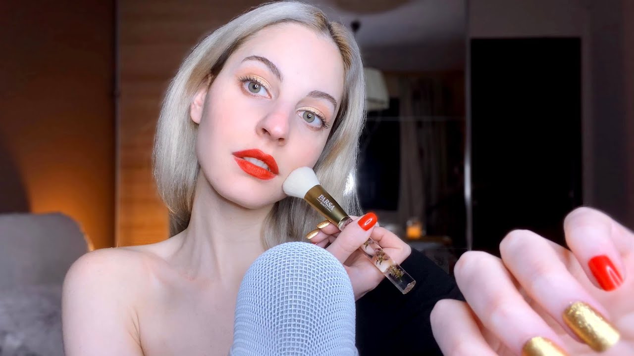 ASMR| Tracing My Face and Yours with Brush and Nails | Personal Attention