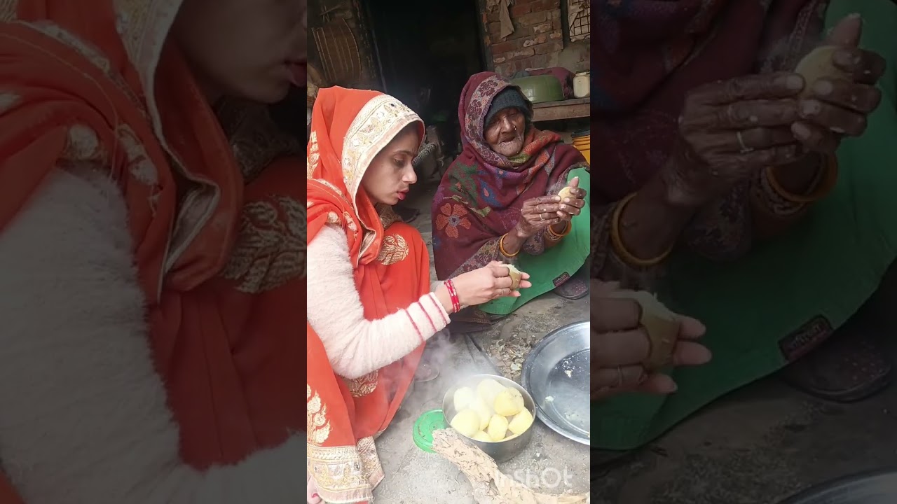 अलीगंज की बुजुर्ग दादी प्यारी आलू छिल रही है #blogging# video trending #social# media