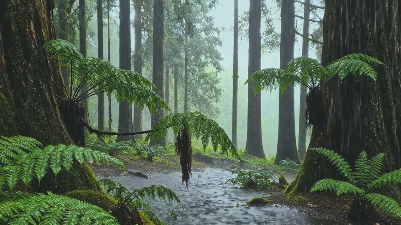 Rainy Redwood Forest: Gentle Rain and Wind (8 hours of ASMR for Sleep and Focus)