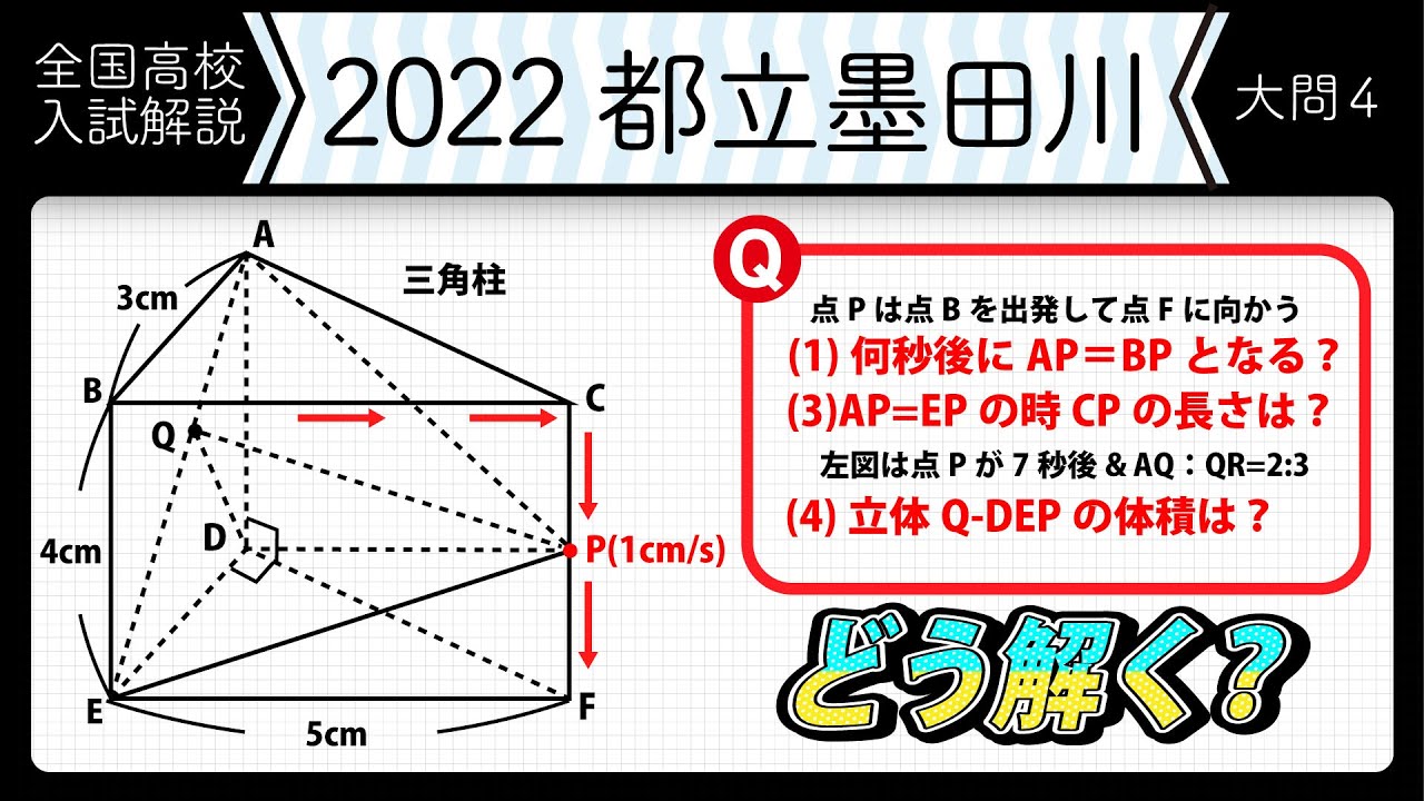 【2022年全国高校入試数学解説】東京都立　墨田川　大問４ 高校入試 高校受験 令和４年度 数学 2022年