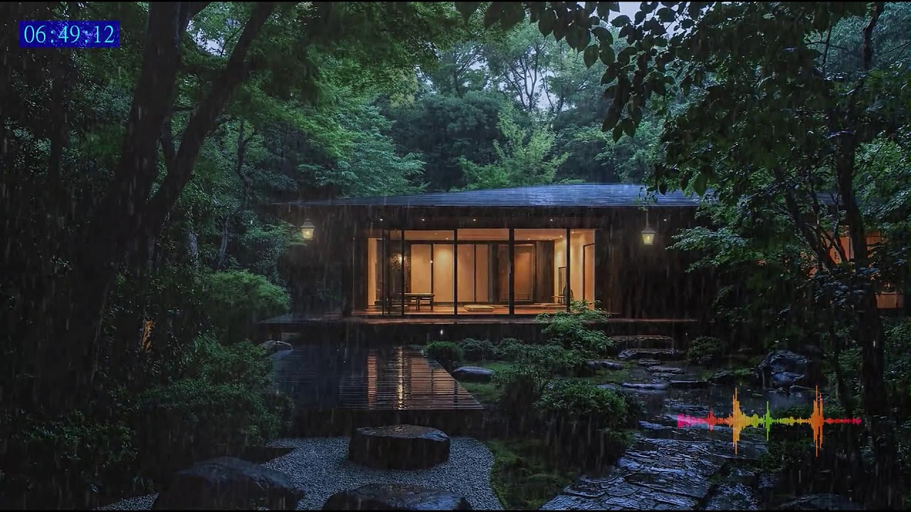 Deep Sleep Therapy with Heavy Rain and Soft Thunder for Deep Night Relaxation Therapy