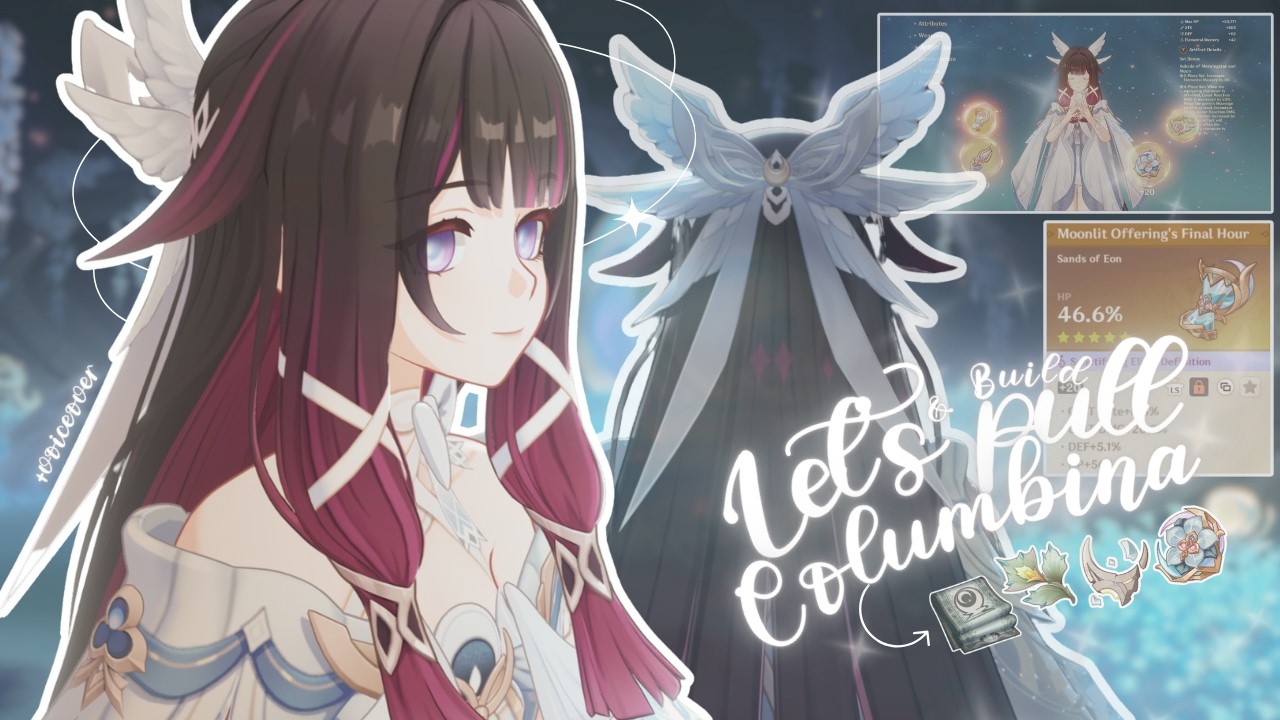 Let's pull and build Columbina ⏾⋆.˚🌑|Cozy Genshin impact gameplay| ❀ (+voiceover )