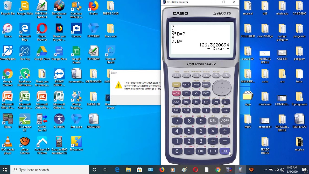 Calculo de Brida Casio 9860g SD