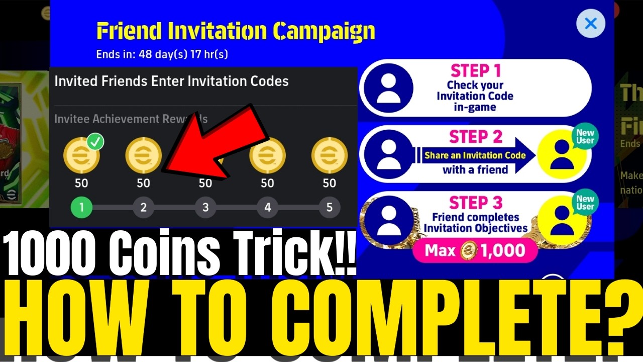 How to Get FREE 1000 Coins ? | Friend Invitation Campaign efootball 2026