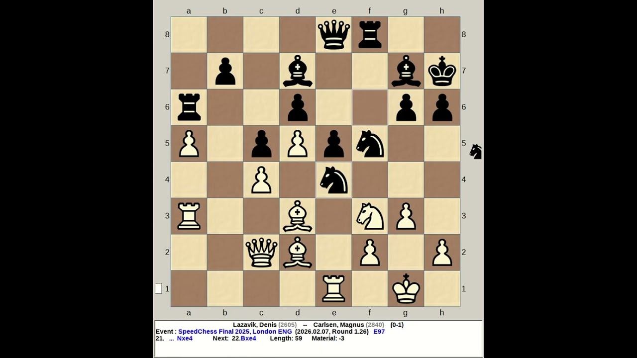 Lazavik, Denis vs Carlsen, Magnus | SpeedChess Final 2025, London England R1 26