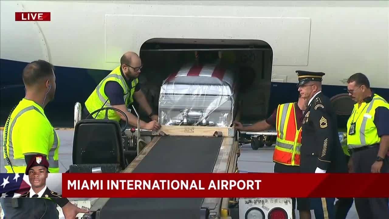 Sgt. La David Johnson's casket arrives in Delta Airlines flight