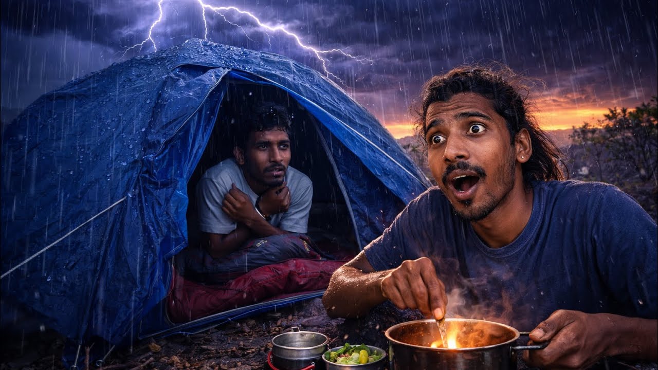 Pahad Par Bhayanak Tufan 😱 | Barish Me Phas Gaya | Mountain Camping Overnight Survival Challenge 