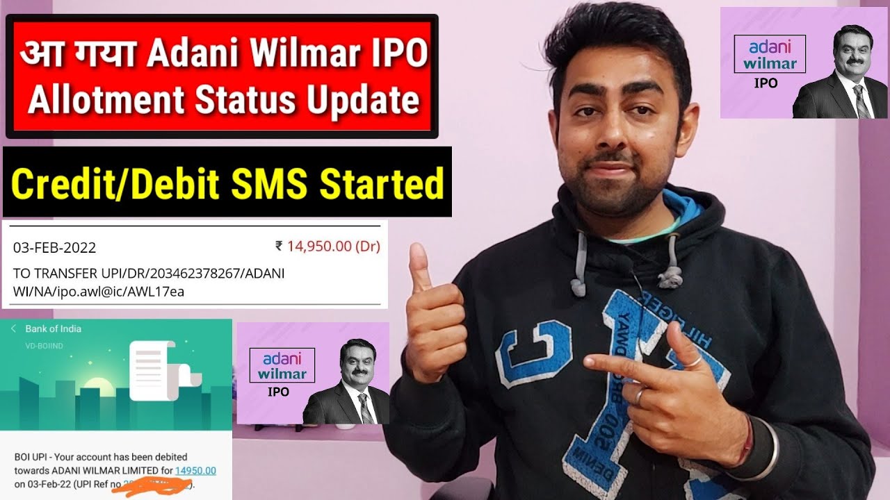 Adani Wilmar IPO Allotment Status Update| Credit/Debit SMS Started | Jayesh Khatri
