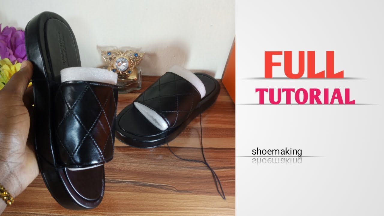How to make this ladies trendy platform slide slippers #shoemaking #beginners #diy