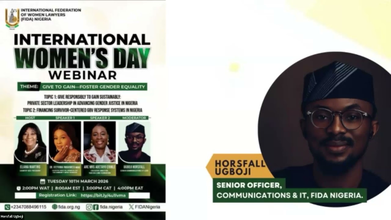 FIDA Nigeria International Women’s Day webinar on “Give to Gain — Foster Gender Equality.”