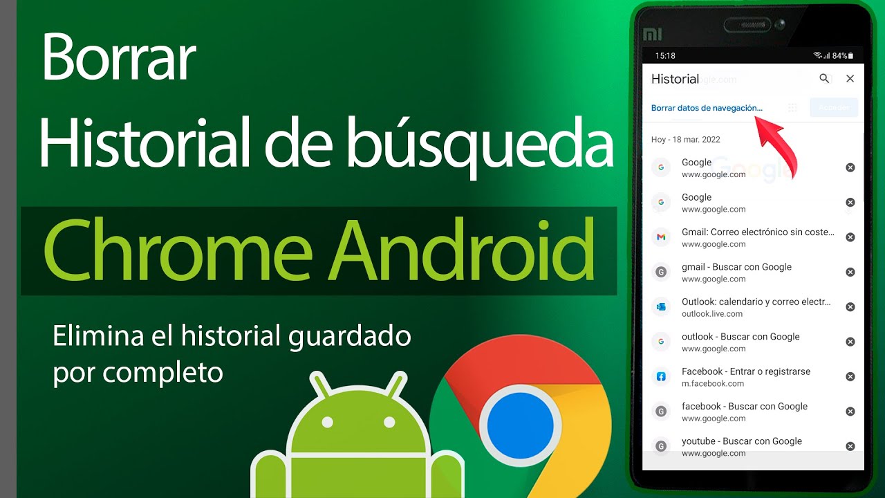Como borrar el Historial de busqueda de Google Chrome Android