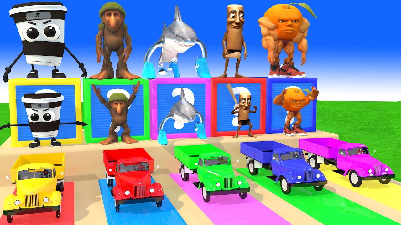 Long Slide Game With Cow Elephant Gorilla Hippopotamus Tiger - 3d Animal Game - Funny 3d Animals