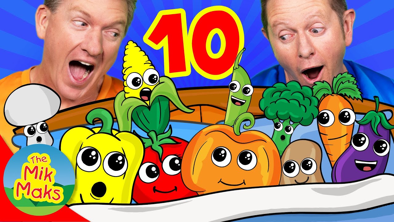 Ten in the Bed Vegetables | Kids Songs & Nursery Rhymes | The Mik Maks