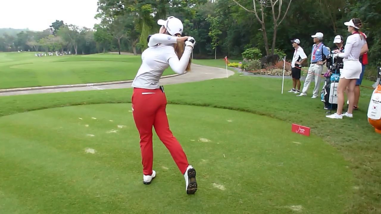 Jenny Shin, Sandra Gal, Bo Mee Lee teeing off at Honda LPGA 2018 (R3)