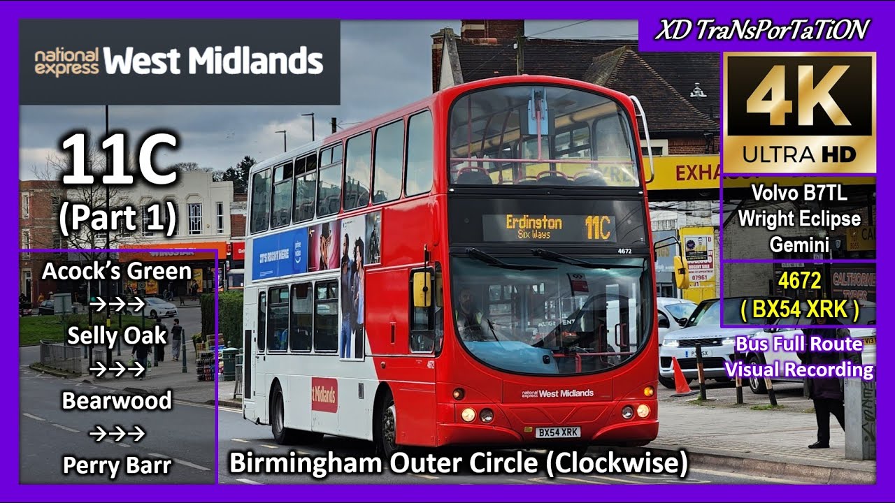 [National Express West Midlands] 11C (Part 1) ~ Acock's Green ➝ Perry Barr, Birchfield Rd【4K UW】