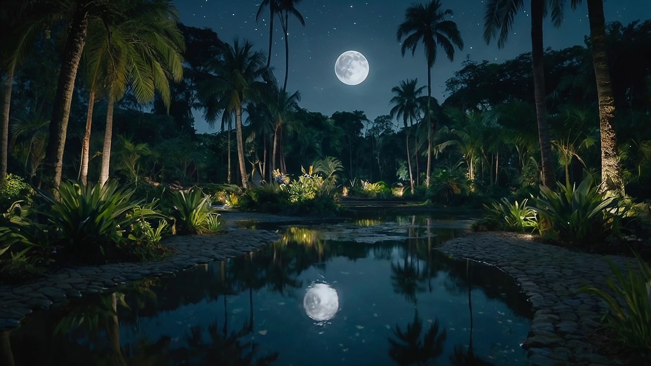 Full Moon Garden 🌿 Peaceful Night Ambience for Sleep & Deep Relaxation