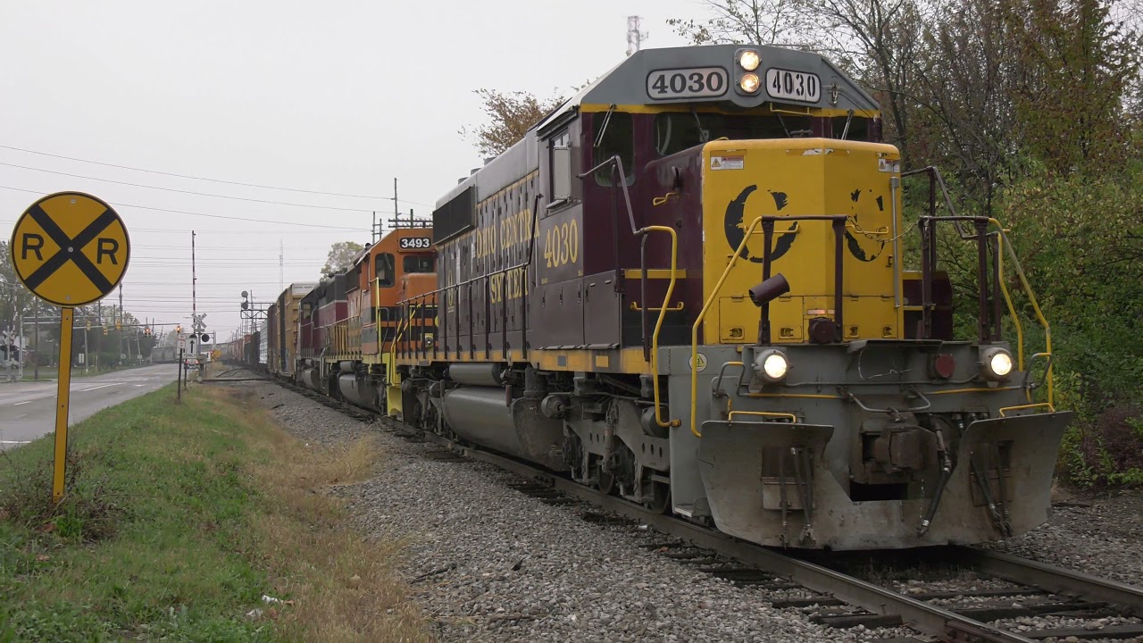 CSX NS & IORY at Lima Ohio railroad diamonds with CSX 2677 NS 3570 OHCR 4030