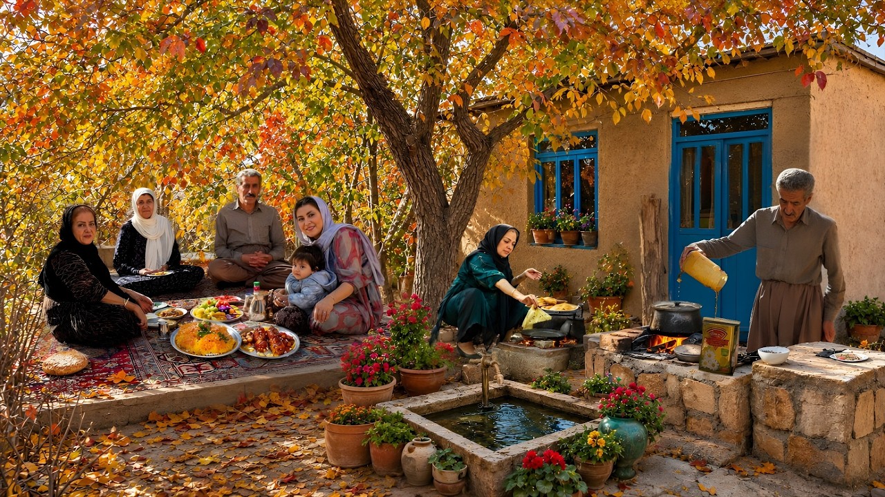 Village Family Cooking a Traditional Homemade Dish