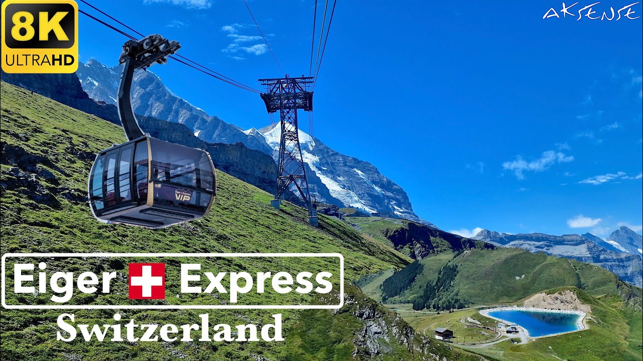 [ 8K ] Eiger Express Grindelwald Switzerland - Tricable Gondola - Обратный путь - 8K UHD Video