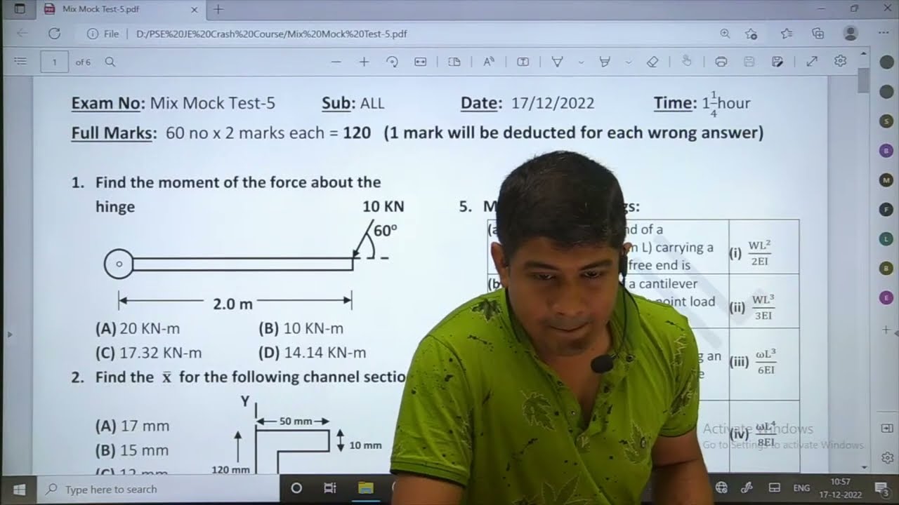 Mix Mock Test -5 (Solution) from WBPSC JE 2022 CRASH COURSE // KMC SAE // KMDA // CENTROID CIVIL