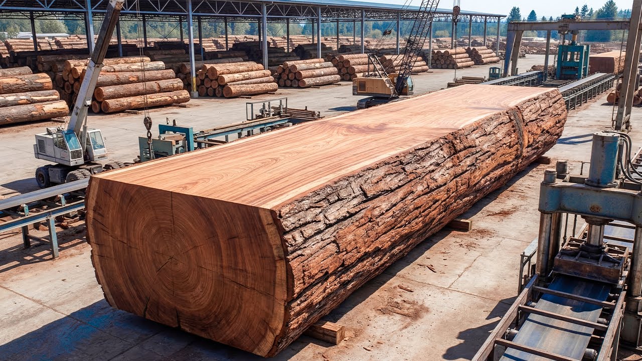 Inside a Massive Wood Sawmill Factory – The Complete Process of Building a Wooden House