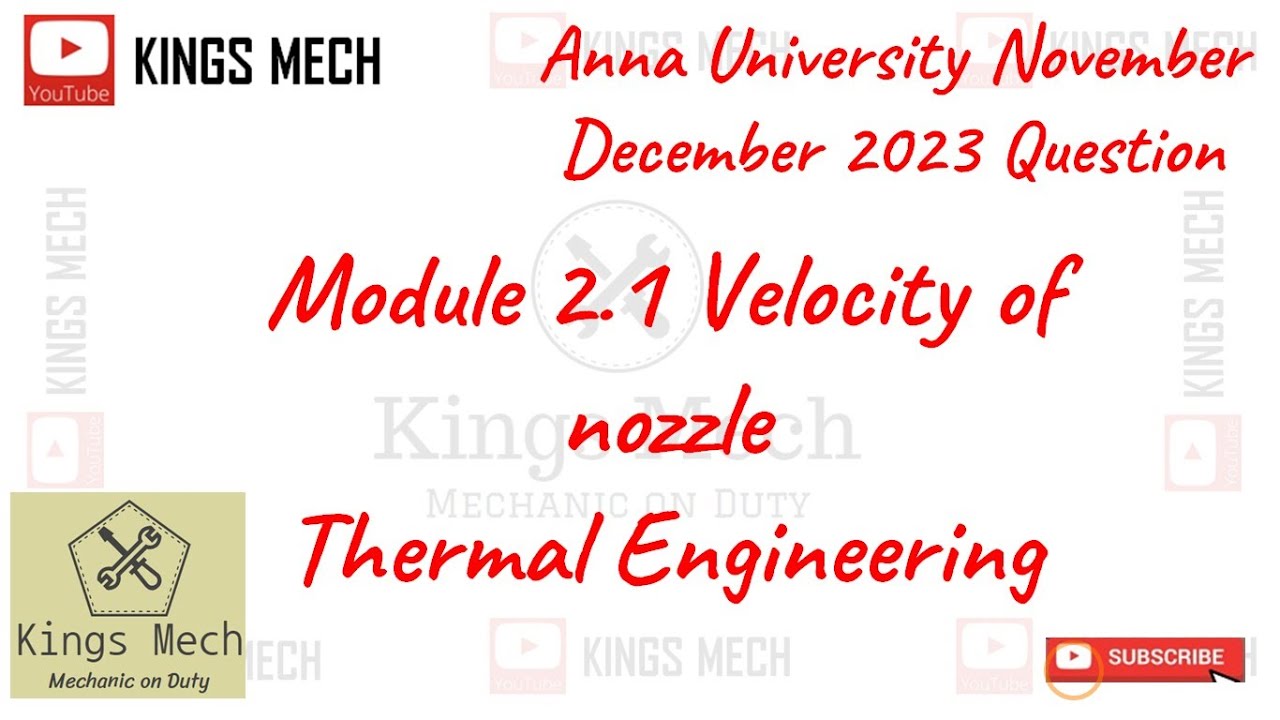 Module 2.1 Velocity of throat of steam nozzle Anna University November December 2023 question