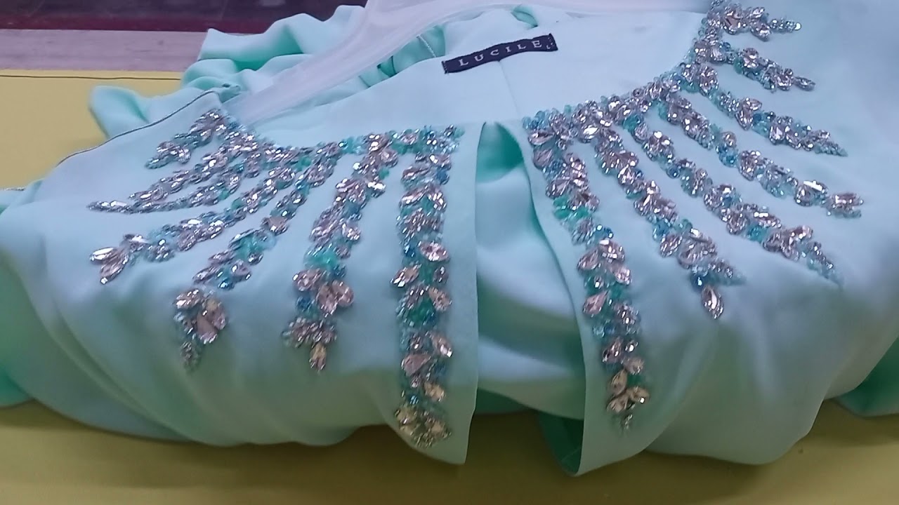 Hand Zari Embroidery Pattern | Detailed Beadwork for Designer Dresses