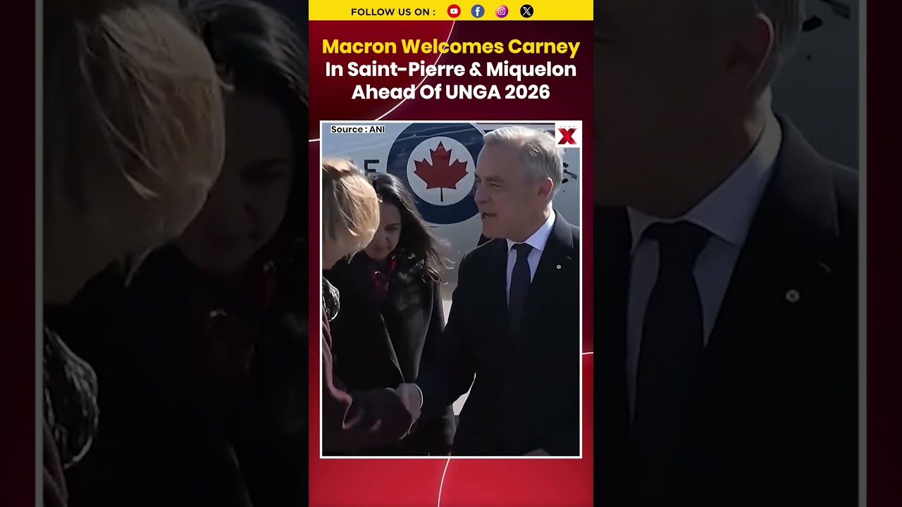 watch | Macron Welcomes PM Carney In Saint Pierre & Miquelon Ahead Of UNGA 2026 Meet #shorts