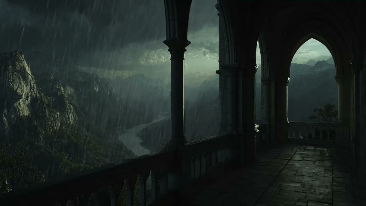 Cozy Sleep and Relax in Castle Room that Rain Visible from the Window