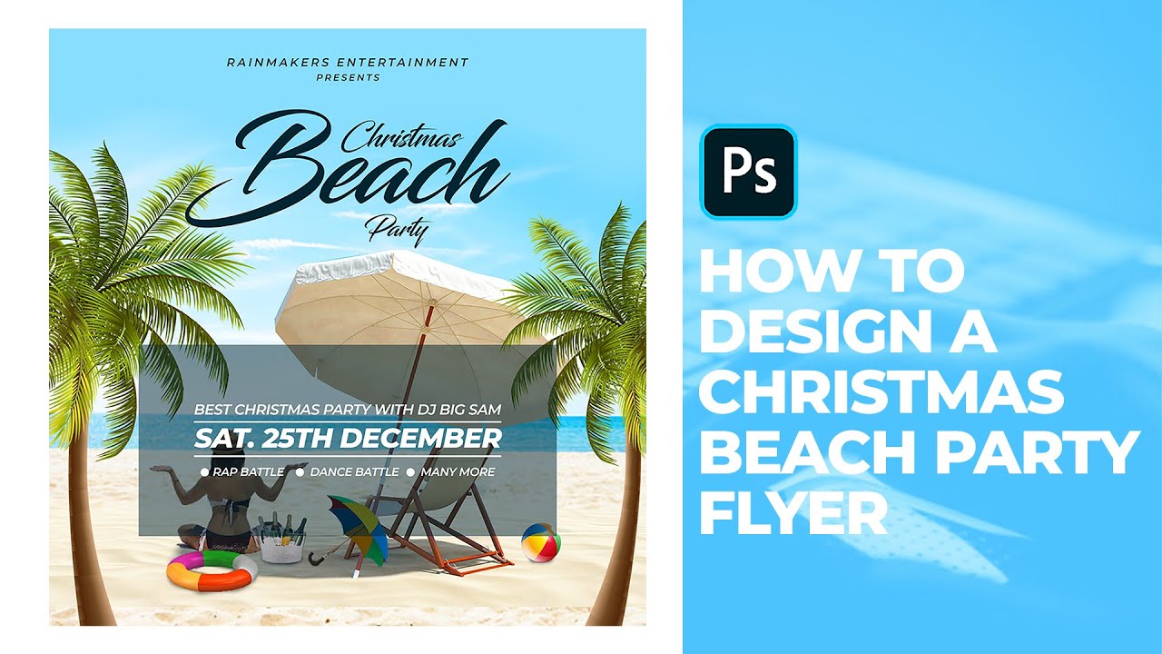 How To design A Beach Party Flyer | Photoshop