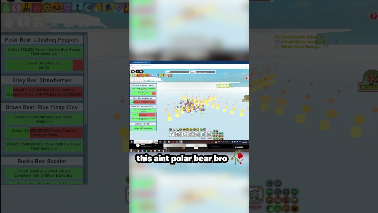 this aint polar bear bro 🥀(my macro during beesmas started bugging crazy bee swarm simulator roblox)