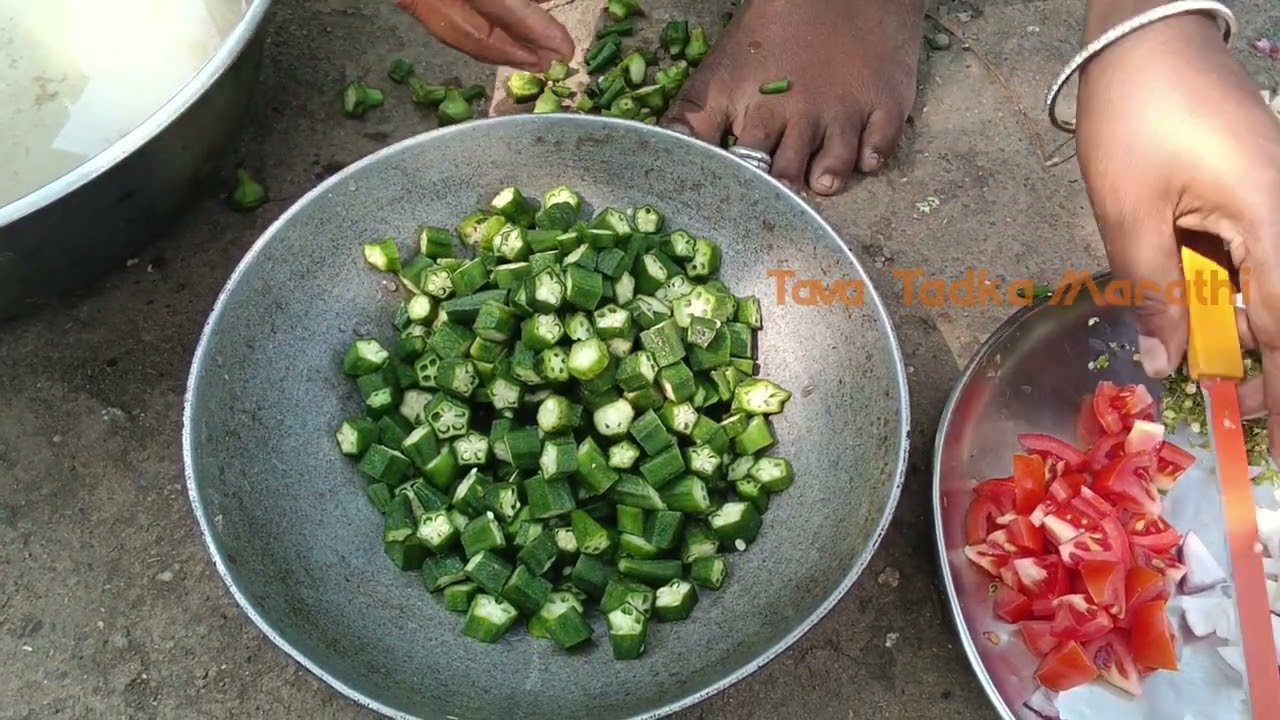 Village Style Crispy Bhindi Fry | चुलीवर भाजलेली खरपूस भेंडी 🌿 | ASMR Calm Cooking Video