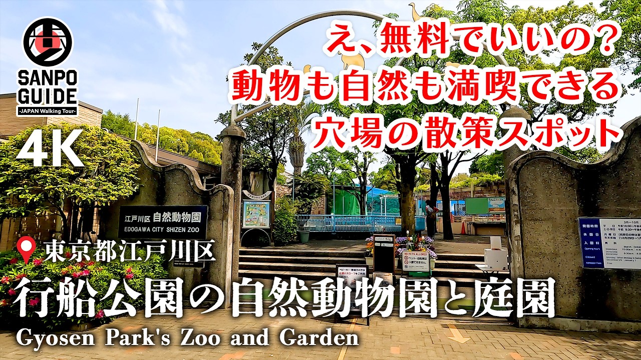 【行船公園】街中の動物園と庭園で癒される！ 4K｜東京散歩