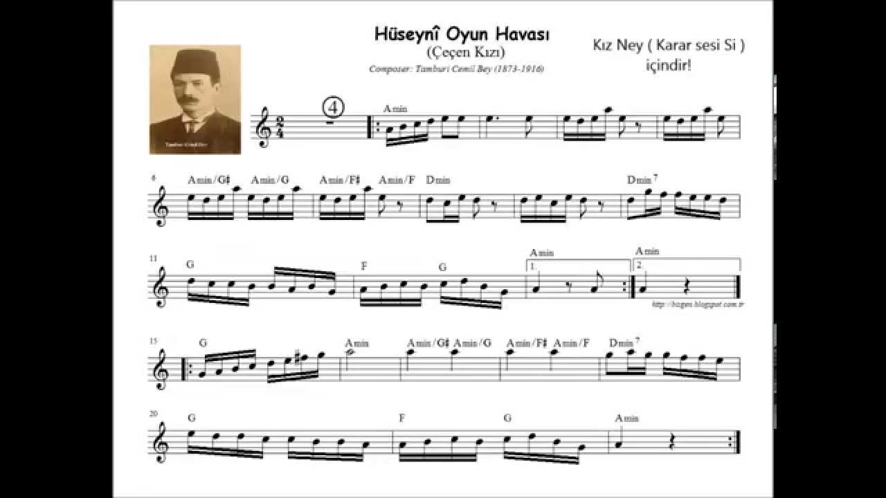 Hüseyni Oyun Havası-Çeçen Kızı (Si Karar-Kız Ney) Nota-Akor-Eşlik
