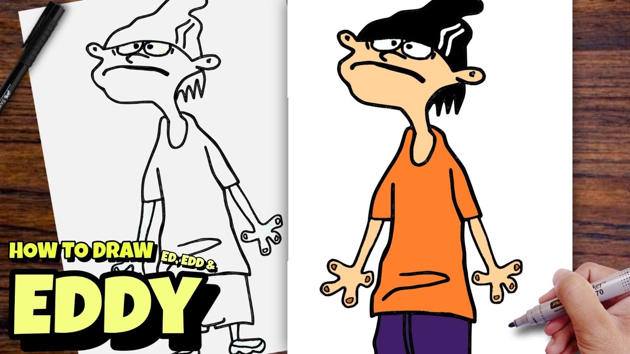 How to draw Edd from Ed, Ed and Eddy easy step by step drawing tutorial