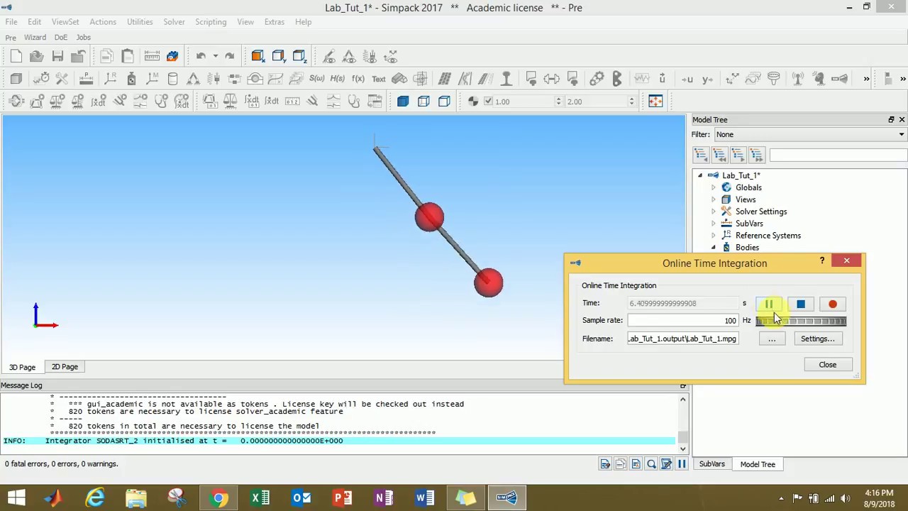 SIMPACK Tutorial: Triple Pendulum