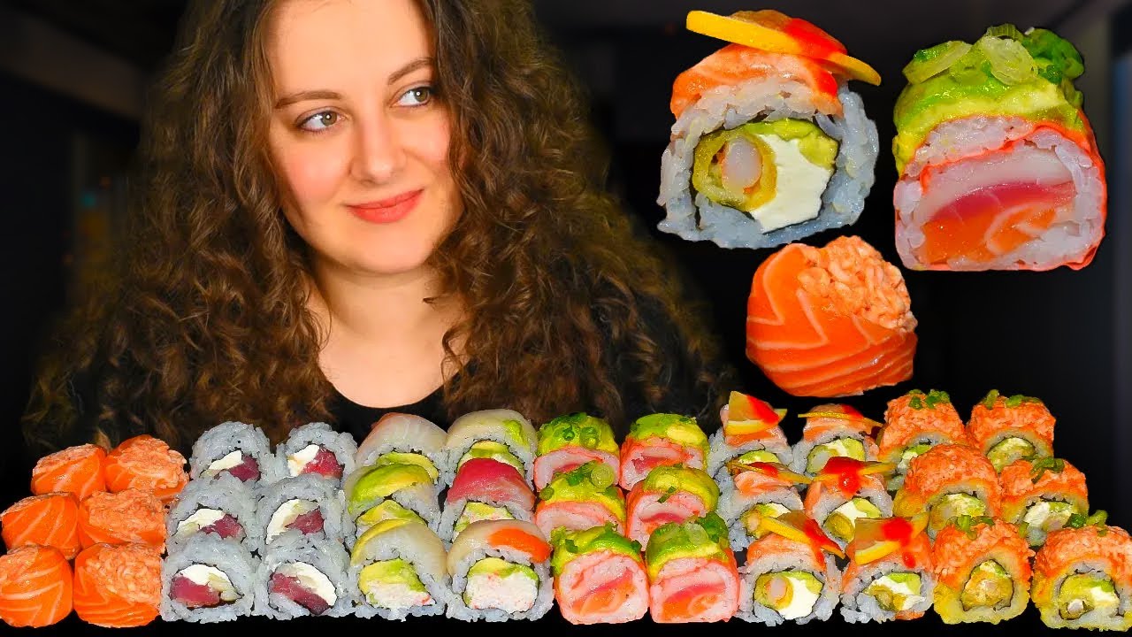 GIANT SUSHI PLATTER FEAST MUKBANG | ASMR EATING | ASMR FOOD