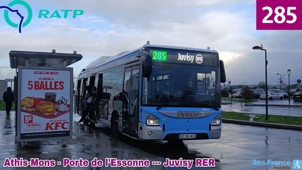 Bus 285 RATP - Urbanway 12 GNV (Cursor 8) N°5907 Athis-Mons - Porte de l’Essonne --- Juvisy RER 