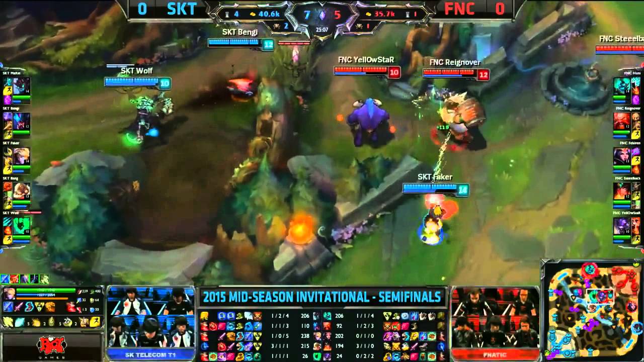 SKT (Faker Ezreal) VS Fnatic (Febiven Leblanc) Game 1 Highlights - 2015 MSI Semifinals