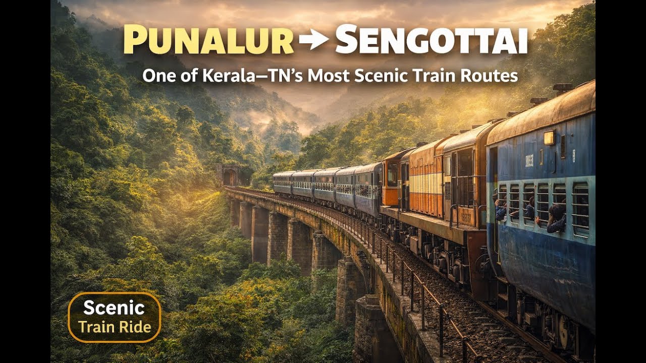 PUNALUR → SENGOTTAI: One of Kerala–TN’s Most Scenic Train Routes. #travel #kerala #train #thenmala