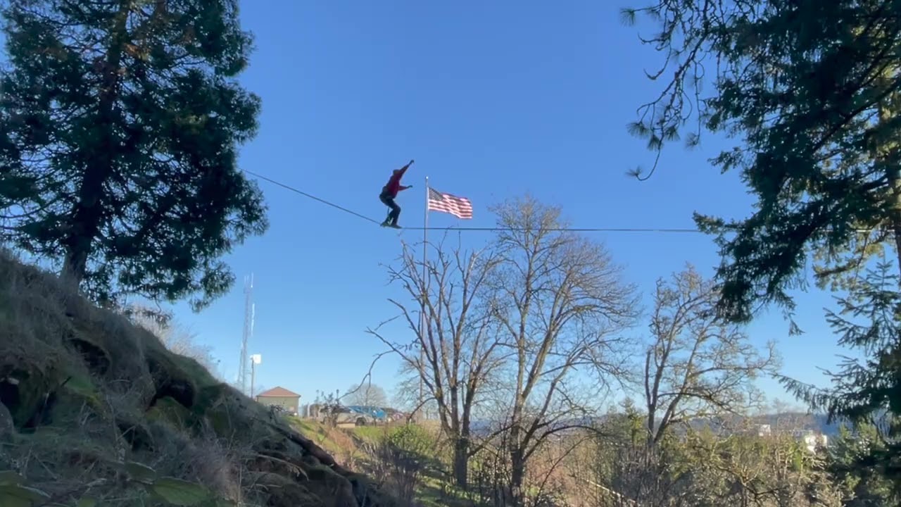 Slackline Rigged Between 2 Trees - (Skinners Butte Midline).