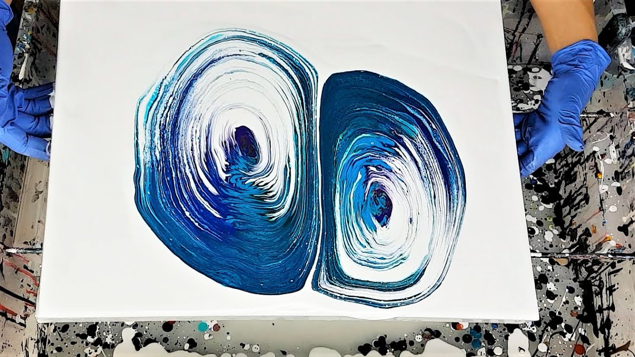 Acrylic Pouring Peacock Colors 😍 Double Paint Kiss Pour | Fluid Painting Technique For Beginners