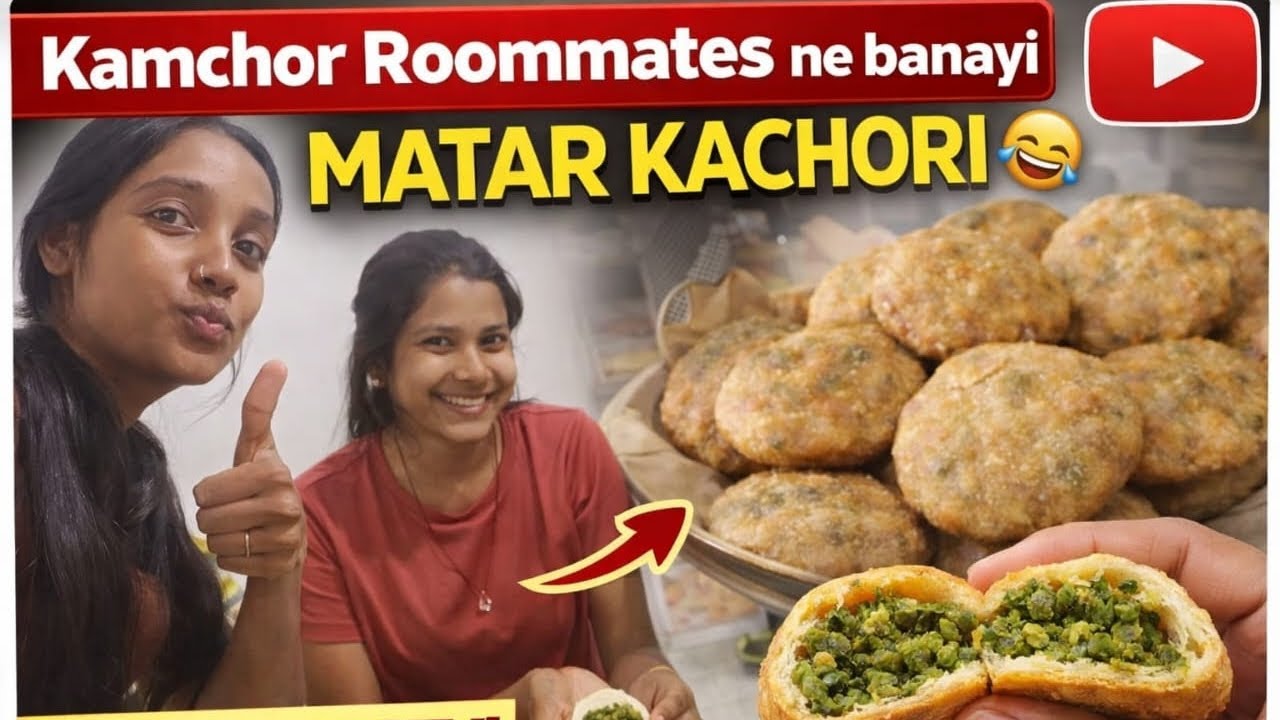 Roomates se milke bnaye matar kachori 🥰🥰🫣