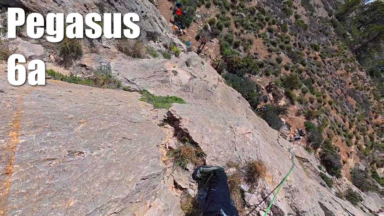 Runout on a rusty piton: Pegasus (6a), Sierra de Toix | POV Sport Climbing