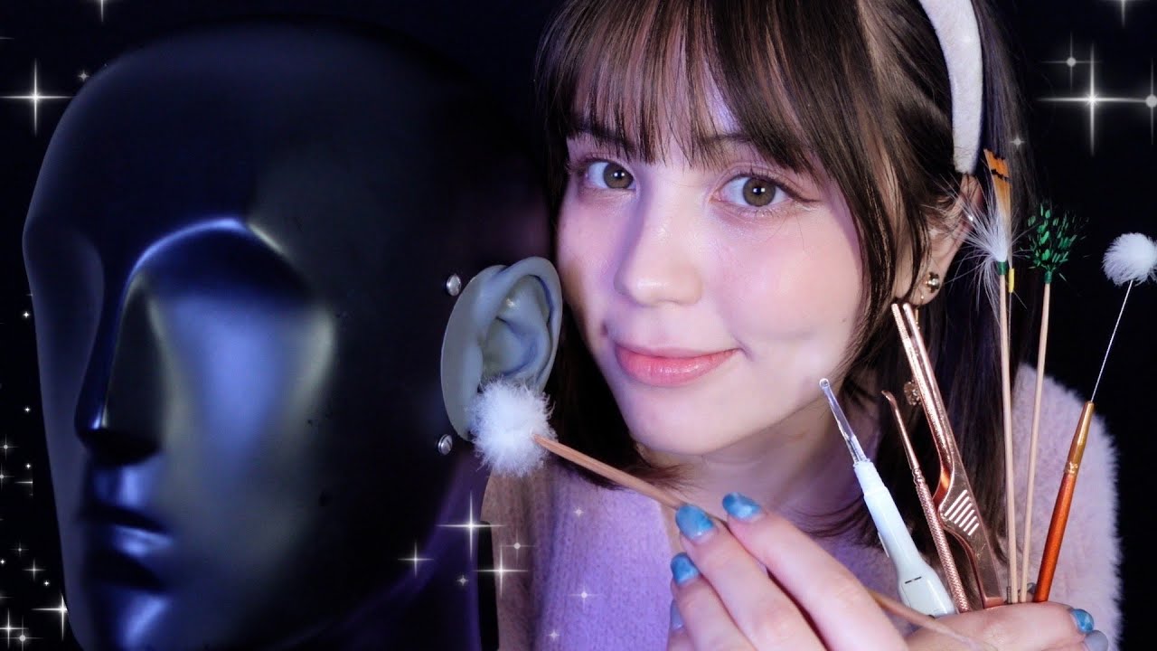 (SUB) Японский ASMR💗Очистка ушей с манекеном Head-Kun