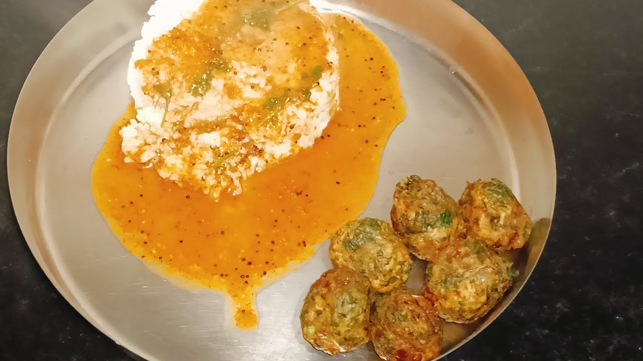Crispy palak Bonda and rasam rice recipe ಪಾಲಕ್ ಬೊಂಡ|
