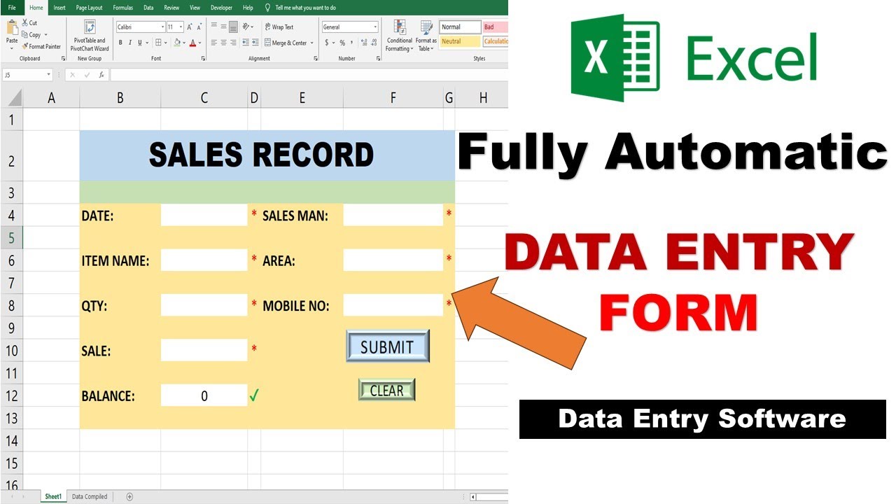 Fully Automated Data Entry Form In Excell || Automatic Data Entry Excel || Excel Tutorial ||