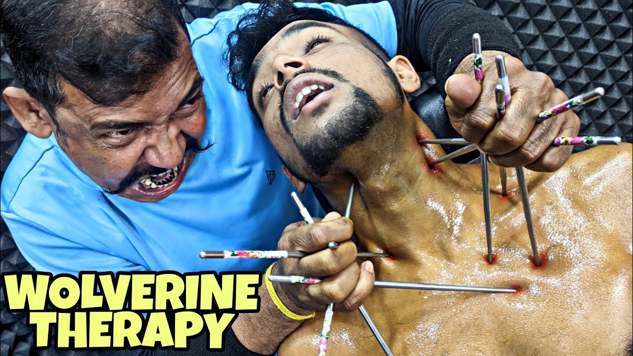 Wolverine  Massage Therapy by Asim Barber | Head & Neck Massage With Chopsticks | ASMR Neck Cracking