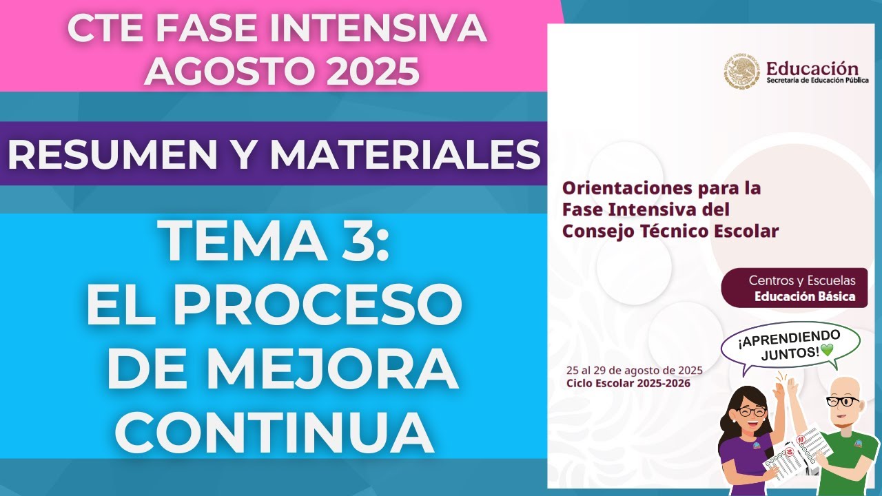 RESUMEN Tema 3 Proceso Mejora Continua Fase Intensiva Consejo Técnico Escolar Docentes Agosto 2025